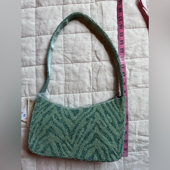 NWT Tiktok Viral Handmade in India Green Teal Zebra Beaded Shoulder Bag - Picture 7 of 7